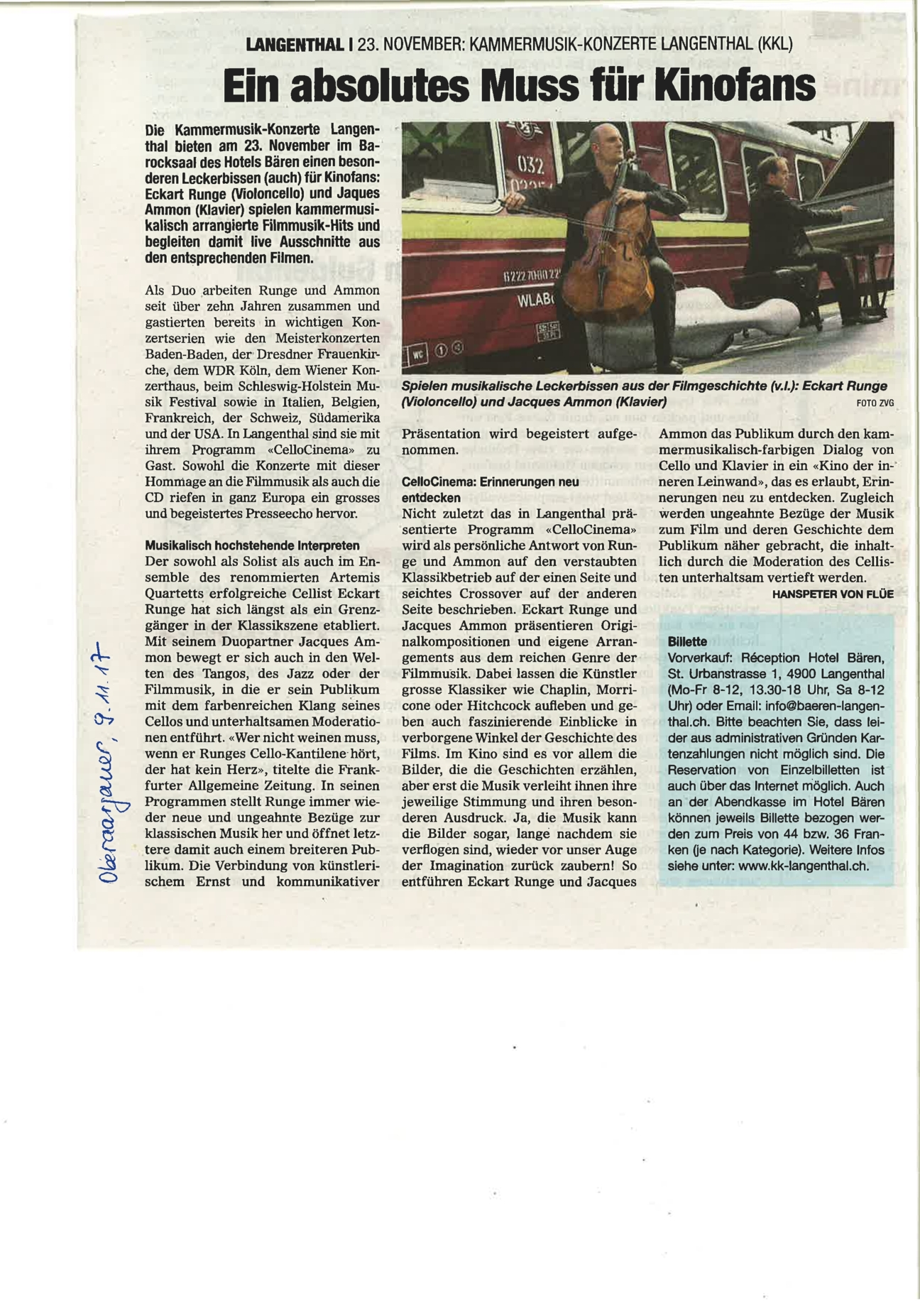 Artikel Oberaargauer Zeitung