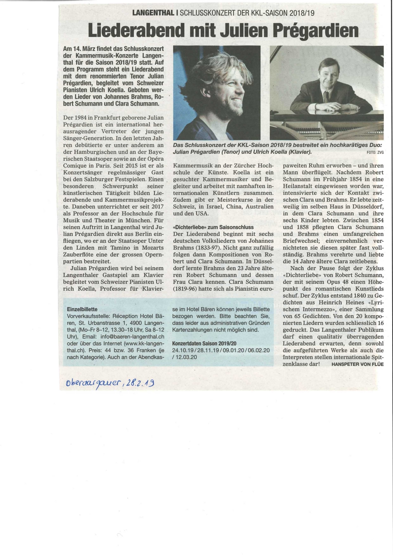 Artikel Oberaargauer Zeitung