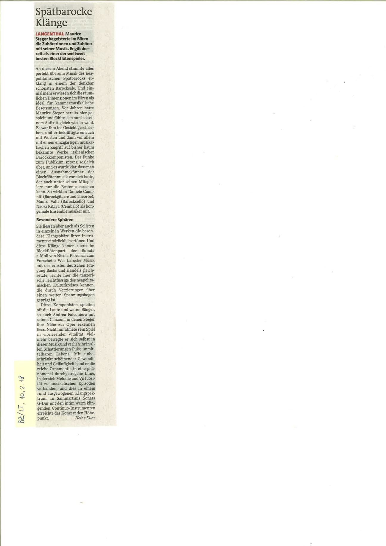 Artikel Berner Zeitung, Langenthaler Tagblatt